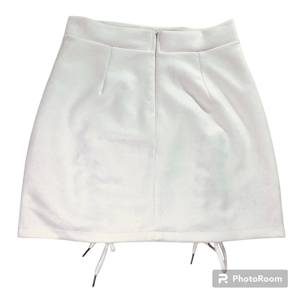 Vestidos mini skirt white w/sexy lace-up front detail Women’s medium | rr9 - Picture 2 of 6
